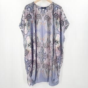 BLUE RAIN Kimono Size Medium Lightweight Sheer Paisley Casual Made in India Blue